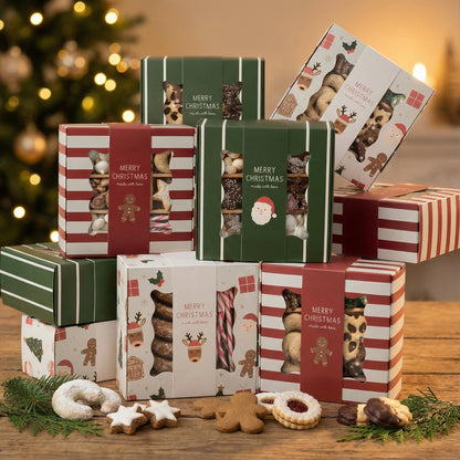 ZICOTO Beautiful Christmas Cookie Boxes Set Of 9 - Cute Containers Are Great To Share Delicious Homemade Cookies, Candy Or Cupcakes
