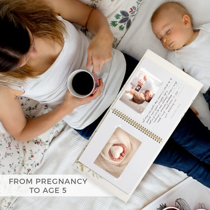Keepsake Baby Memory Book for Boys & Girls - Timeless First 5 Year Baby Book Photo Album - Gender Neutral Journal Scrapbook - Record a Milestone for Every Event from Birth to Age 5