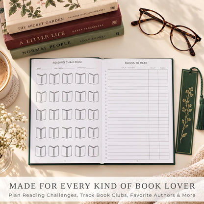 Beautiful Reading Journal for Book Lovers - Sturdy Hard Cover Tracker