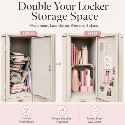 Stylish Locker Accessories Kit - Includes Shelf, Mirror, Whiteboard, Pen Holder, Cute Flower Magnets & Marker Set - All-in-One School Locker Decor & Organizer Set to Brighten Up Your School Day