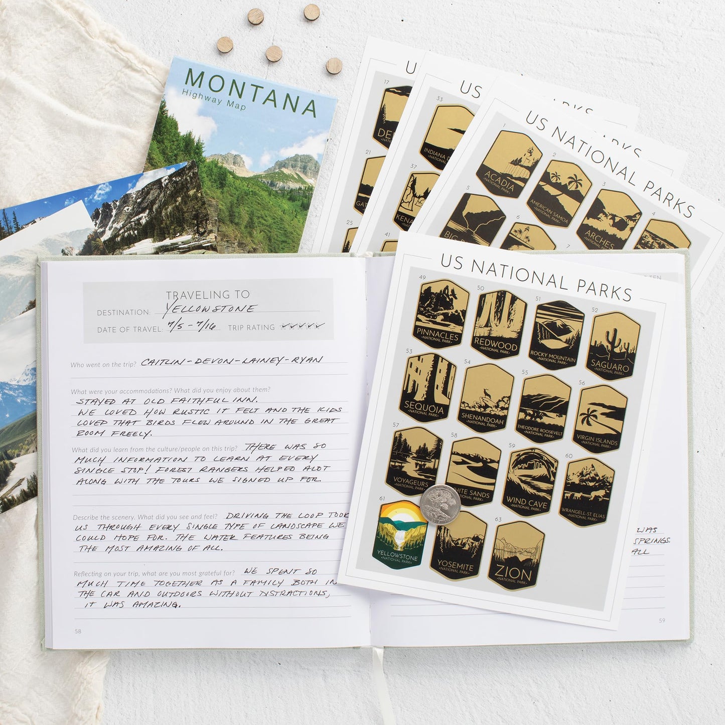 Beautiful Linen Travel Journal with US National Park Scratch Off Maps - The Perfect Planner and Diary For Women, Men - Elegant Journal Gift To Record Memories and Adventures From Special Trips