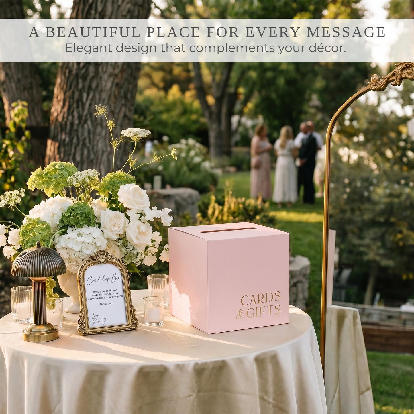 ZICOTO Elegant Wedding Card Box for a Beautiful Reception Gift Table – Lovely Card Box for Wedding, Graduation and Celebration Decor – Charming Envelope Gift Box