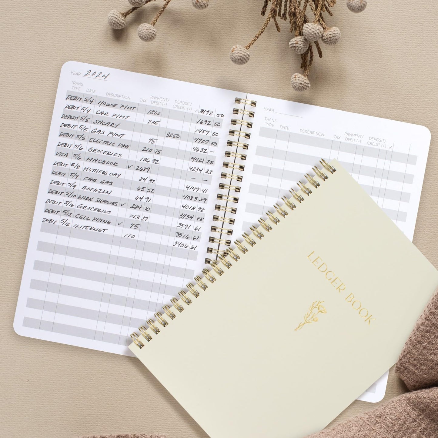 ZICOTO Easy to Use Accounting Ledger Book - The Perfect Expense Tracker Notebook for Your Small Business - Beautiful Personal Finance Checkbook, Income and Expense Log Book