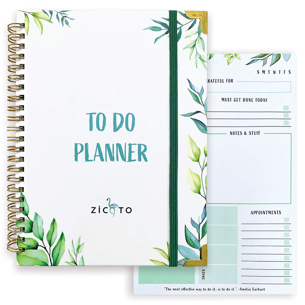 Aesthetic Greenery to Do List Notebook - Beautiful Daily Planner Easily Organizes Your Daily Tasks and Boosts Productivity - The Perfect Journal and Undated Office Supplies Notepad for Women
