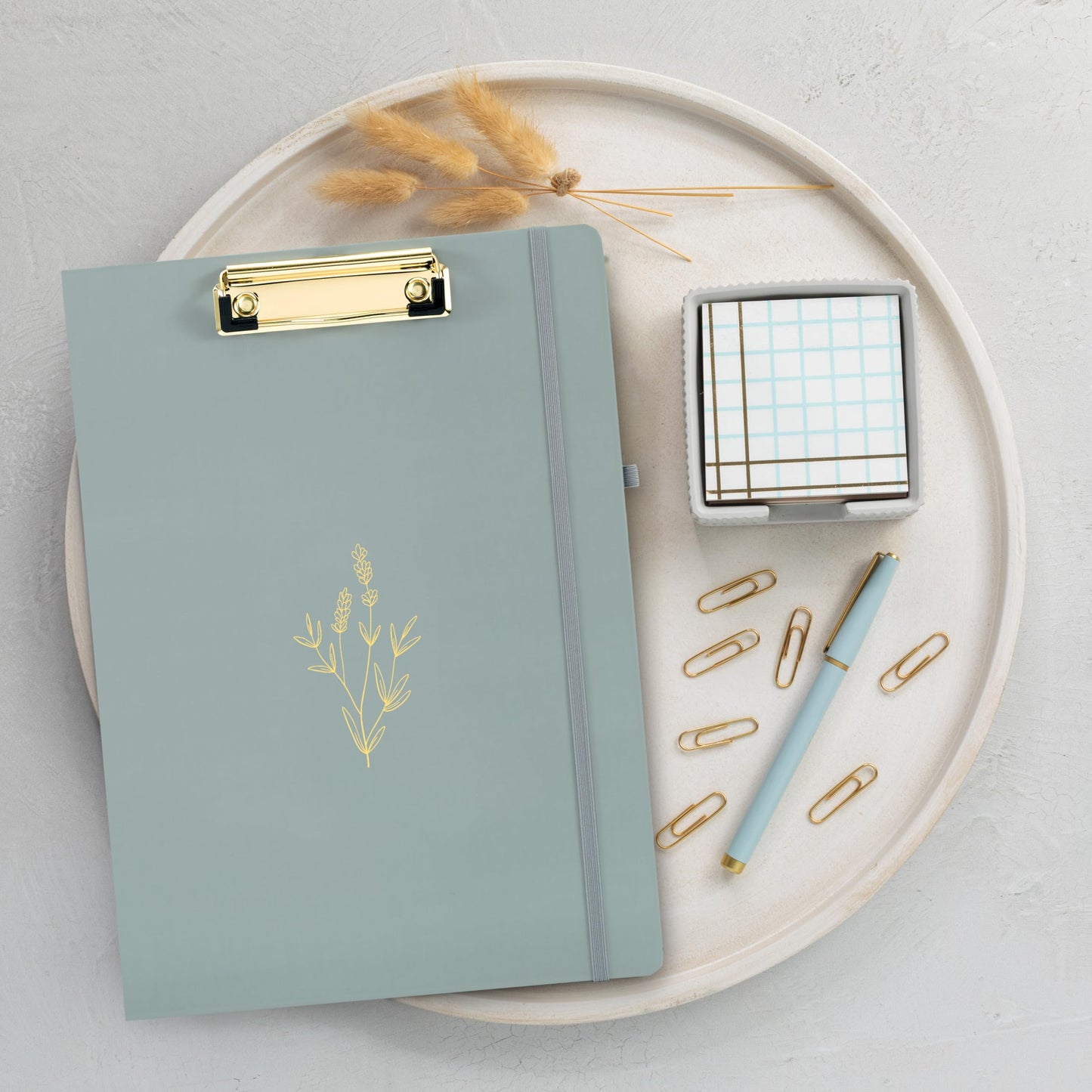 Aesthetic Clipboard Folio with Refillable Lined Notepad & Interior Pocket - Cute Padfolio/Legal Pad Holder for Women - Easily Organize Notes at Work, School, or Home