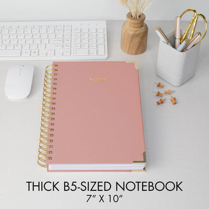 Aesthetic Thick Spiral Notebook Journal For Women in B5 Format - Stylish Linen Hardcover College Ruled Note Book w 300 Lined Pages - Cute Supplies For Bible Study & Staying Organized at Work or School