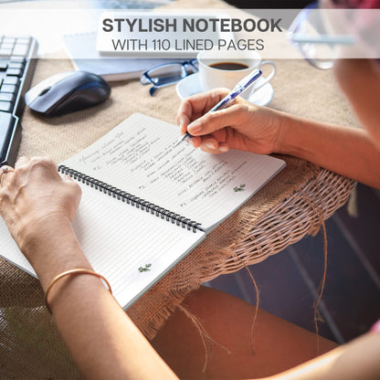 Aesthetic Spiral Notebook Journal For Women - Cute Dried Floral 10.5" x 8.5" College Ruled Notebook With Large Pockets And Lined Pages - Perfect to Stay Organized and Boost Productivity at Work or