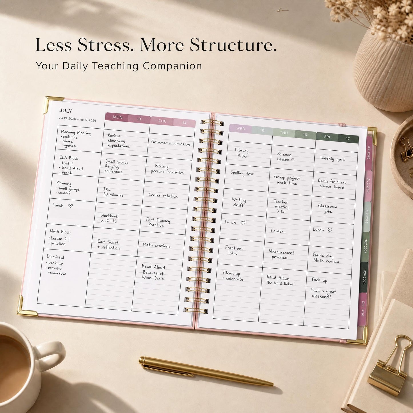 Aesthetic Teacher Planner For The 2026-2027 Academic School Year - Your All Incl. 8.5" x 11" Lesson Plan Book Supplies - Easily Organize Your Daily, Weekly & Monthly Classroom/Homeschool Schedule
