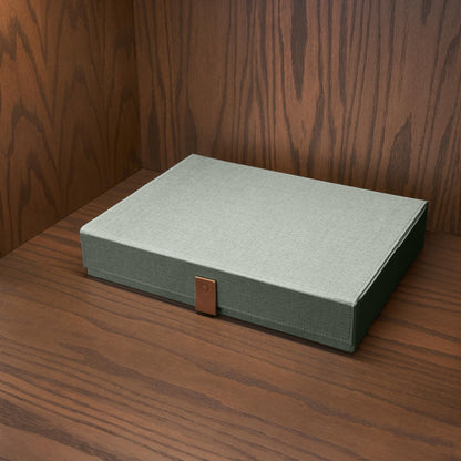 Decorative Photo Storage Boxes with Lids - Set of 2 Beautiful Linen Organizers Are Perfect to Safely Store Your Pictures, Documents, Scrapbooking Supplies, Keepsakes and Other Memories in Style