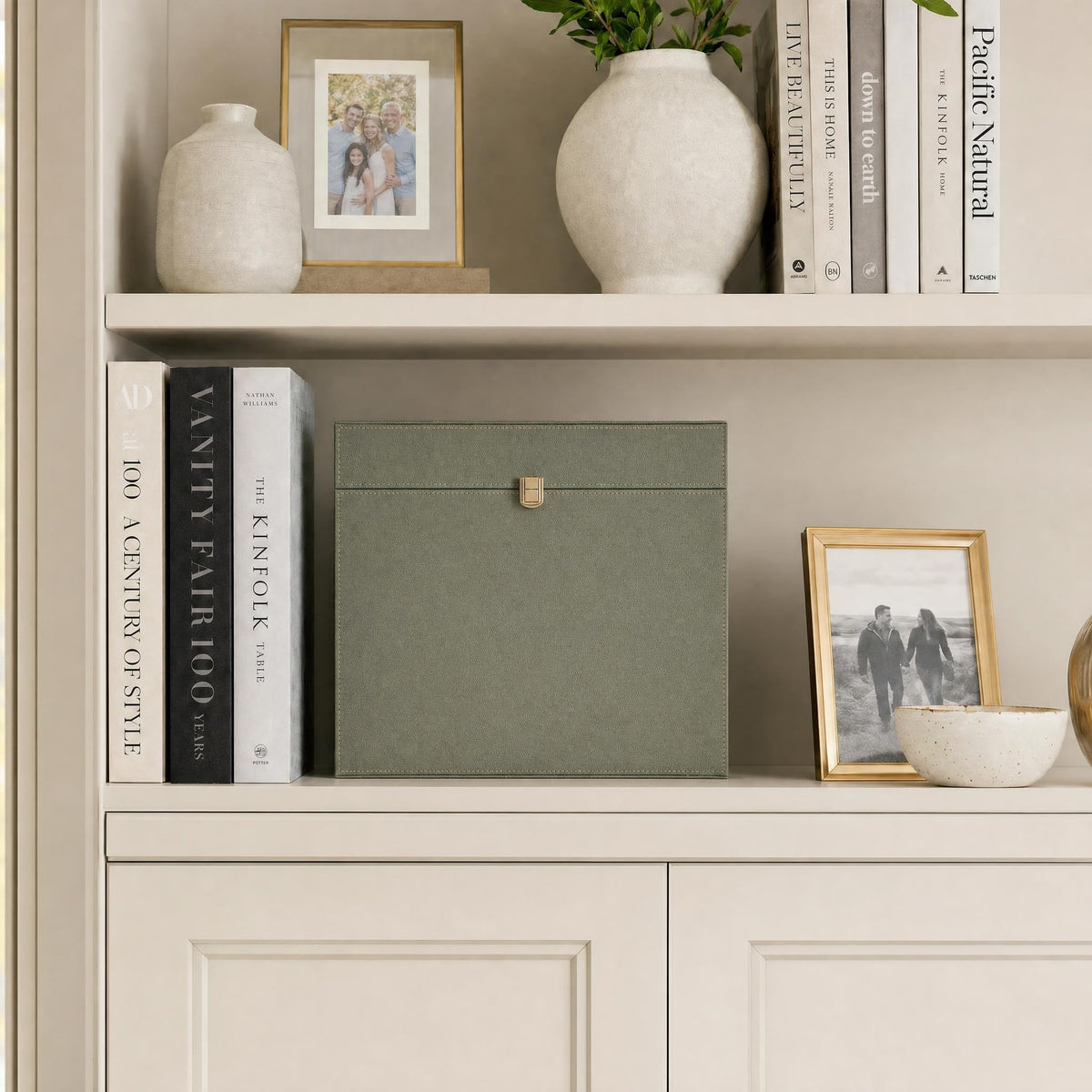 Document Organizer Box with 8 Folders - PU Leather File Organizer
