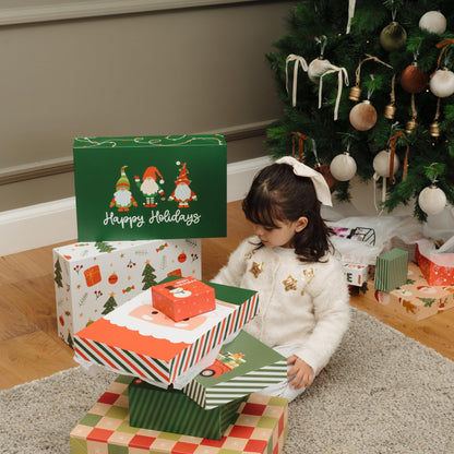 ZICOTO Beautiful Christmas Gift Boxes Set of 15 - Stylish Holiday Present Boxes with Assorted Festive Designs for Easy Christmas Gift Wrapping - Perfect Variety Set for Shirts, Clothing and More