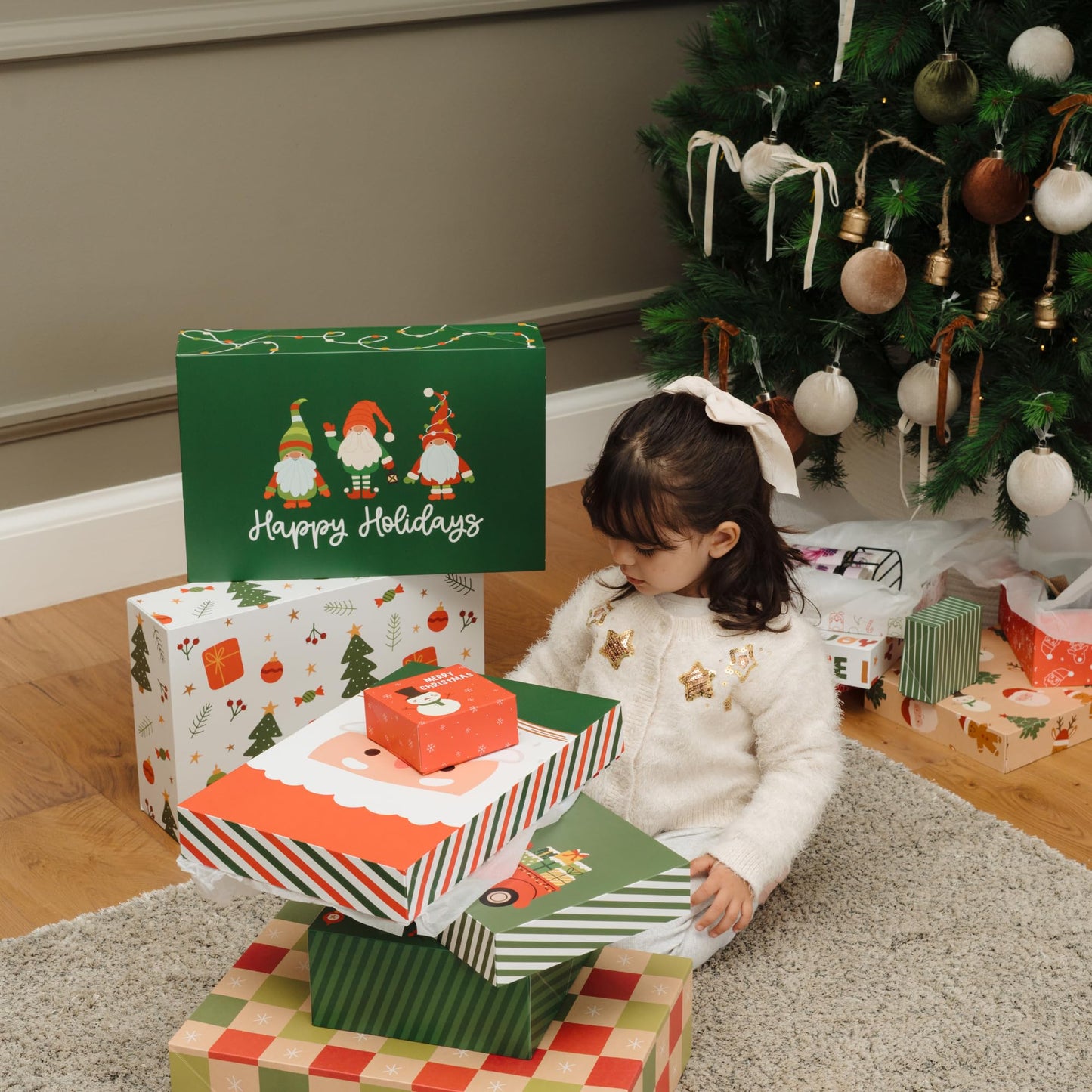 ZICOTO Beautiful Christmas Gift Boxes Set of 15 - Stylish Holiday Present Boxes with Assorted Festive Designs for Easy Christmas Gift Wrapping - Perfect Variety Set for Shirts, Clothing and More