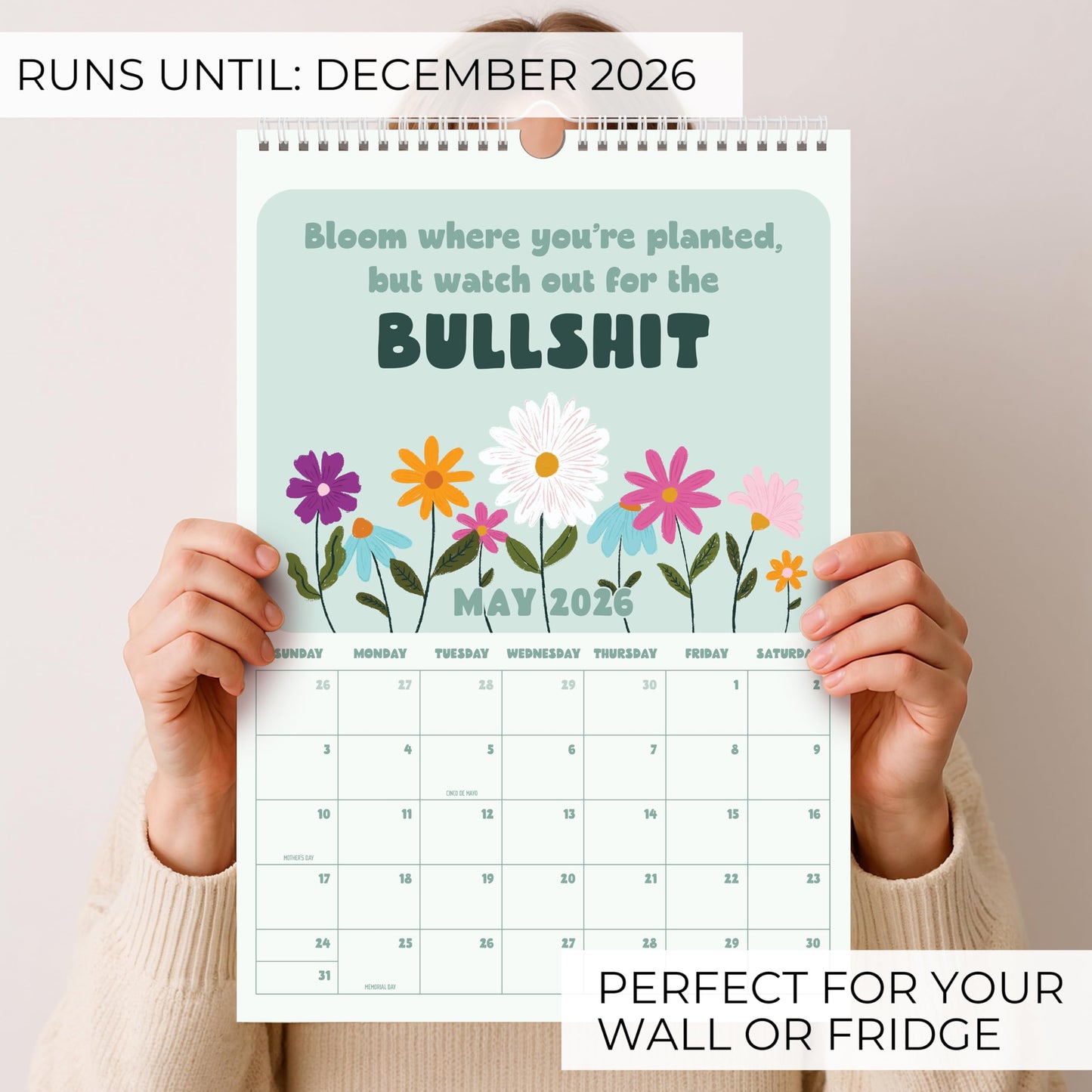 Beautiful 2026 Wall Calendar - Cheeky & Fun Calendar from January to December 2026 - The Perfect Aesthetic Wall Planner for Home or Office