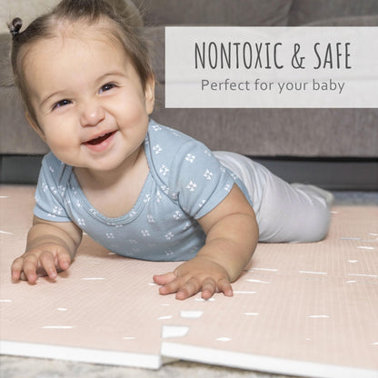 Stylish Baby Play Mat - Soft, Easy to Clean 5.6 x 4 ft. Floor Mat Creates A Safe Play Area for Your Baby Boy or Girl - The Perfect Modern Foam Playmat Fits Nicely with Your Kids Playroom Or Home Decor