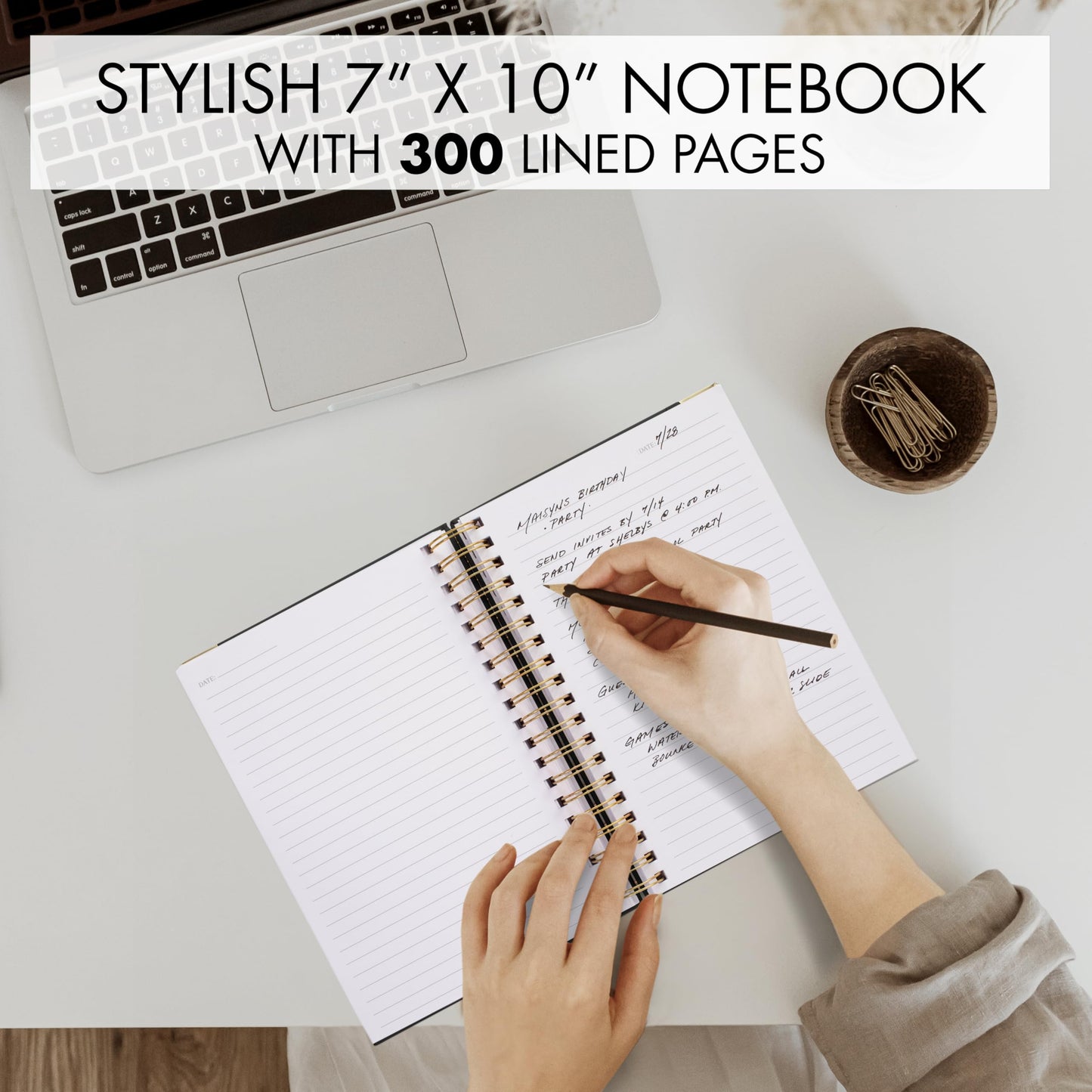 Aesthetic Thick Spiral Notebook Journal For Women in B5 Format - Stylish Linen Hardcover College Ruled Note Book w 300 Lined Pages - Cute Supplies For Bible Study & Staying Organized at Work or School