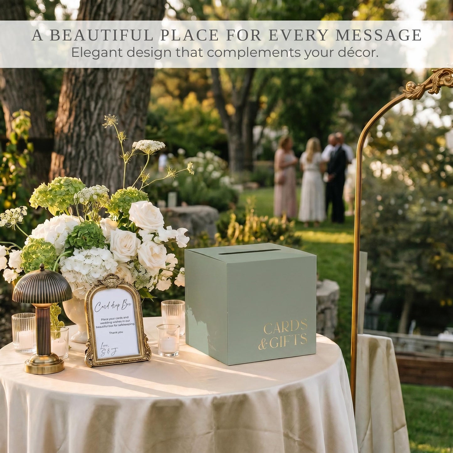 ZICOTO Elegant Wedding Card Box for a Beautiful Reception Gift Table – Lovely Card Box for Wedding, Graduation and Celebration Decor – Charming Envelope Gift Box