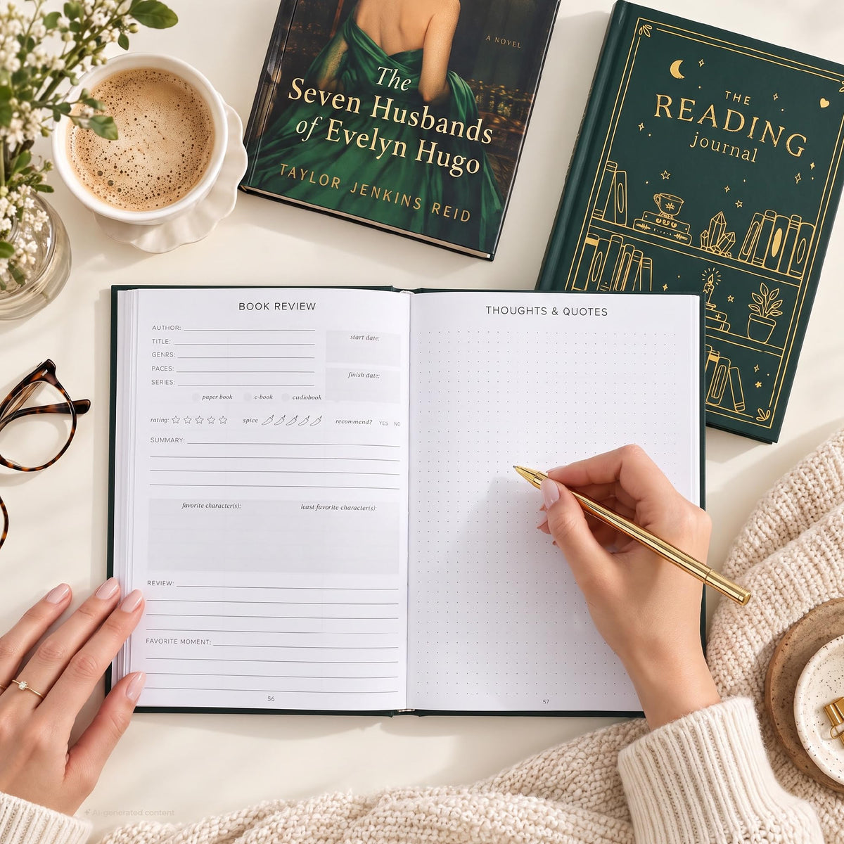 Beautiful Reading Journal for Book Lovers - Sturdy Hard Cover Tracker