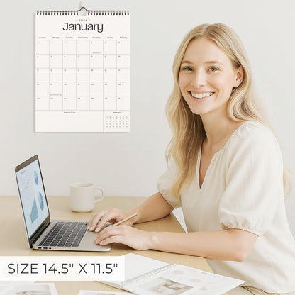 Beautiful 2026 Wall Calendar - Runs from January 2026 until July 2027 - Large 14.5" x 11.5" Office Wall Calendar for Easy Organizing