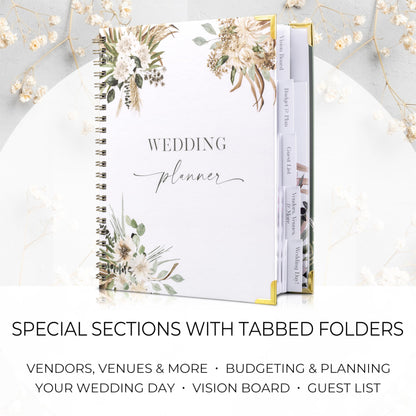 Beautiful Greenery Wedding Planner Book and Organizer - Enhance Excitement and Makes Your Countdown Planning Easy - Unique Engagement Gift for Newly Engaged Couples, Future Brides and Grooms