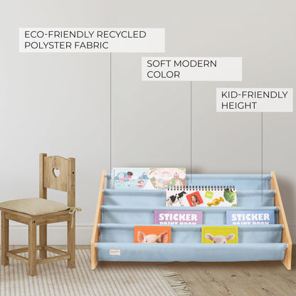 ZICOTO Decorative Wooden Bookshelf for Kids Rooms - Keeps Plenty of Books Neatly Organized & Within Reach for Toddlers - Easy Install Montessori Book Shelf for Baby's Bedroom or Playroom Decor