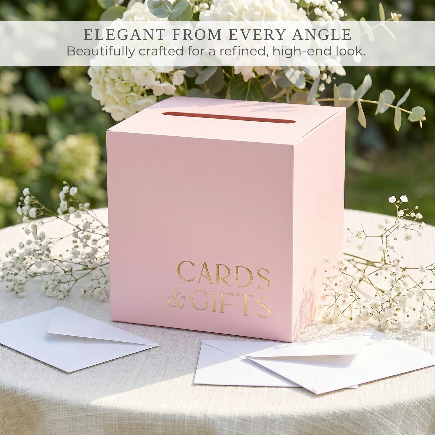 ZICOTO Elegant Wedding Card Box for a Beautiful Reception Gift Table – Lovely Card Box for Wedding, Graduation and Celebration Decor – Charming Envelope Gift Box