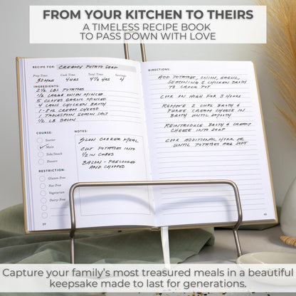 ZICOTO Aesthetic Blank Recipe Book with Waterproof Cover - The Perfect Recipe Notebook To Write In Your Own Recipes - Beautiful Blank Cookbook to Organize Your Recipes