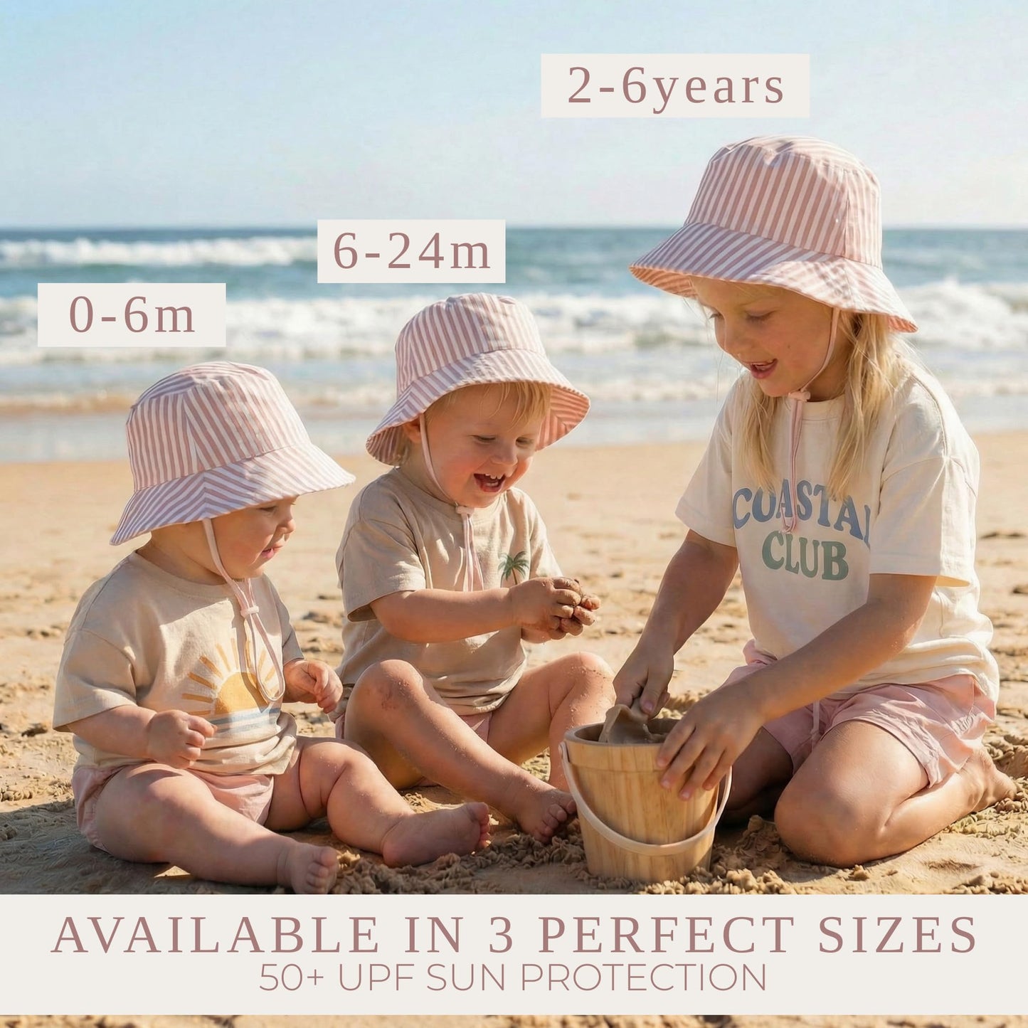 Beautiful Baby Sun Hat 0-6 Months - Adjustable Toddler Hat with UPF 50+ Sun Protection - Cute Kids Bucket Hat for Beach