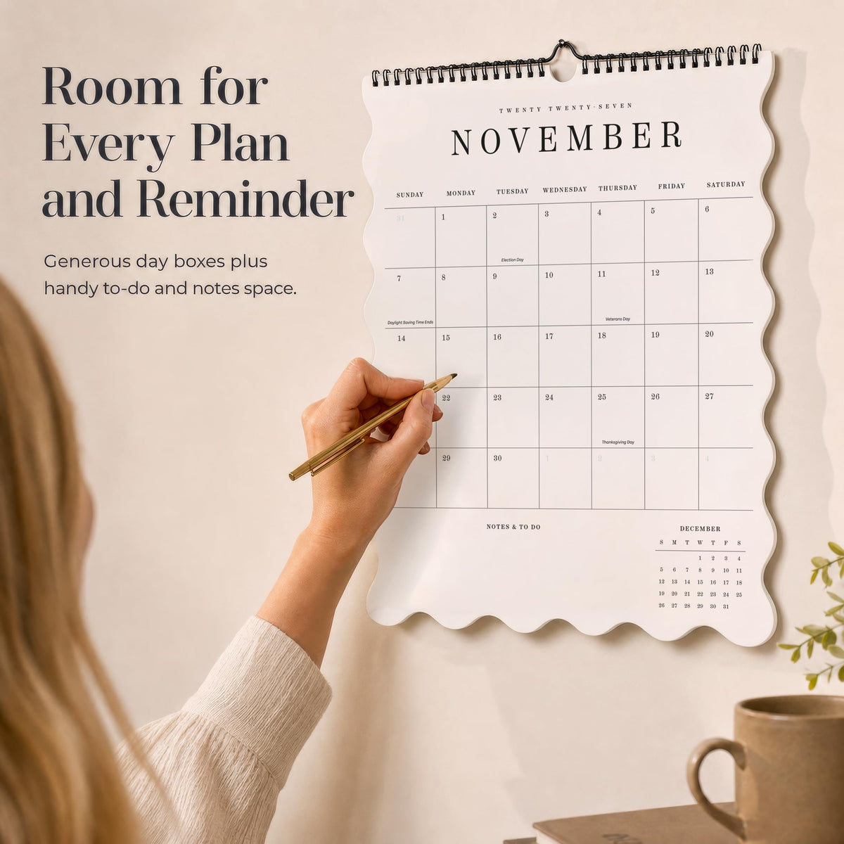 Beautiful 2026-2027 Wall Calendar - Runs August 2026 until December 2027
