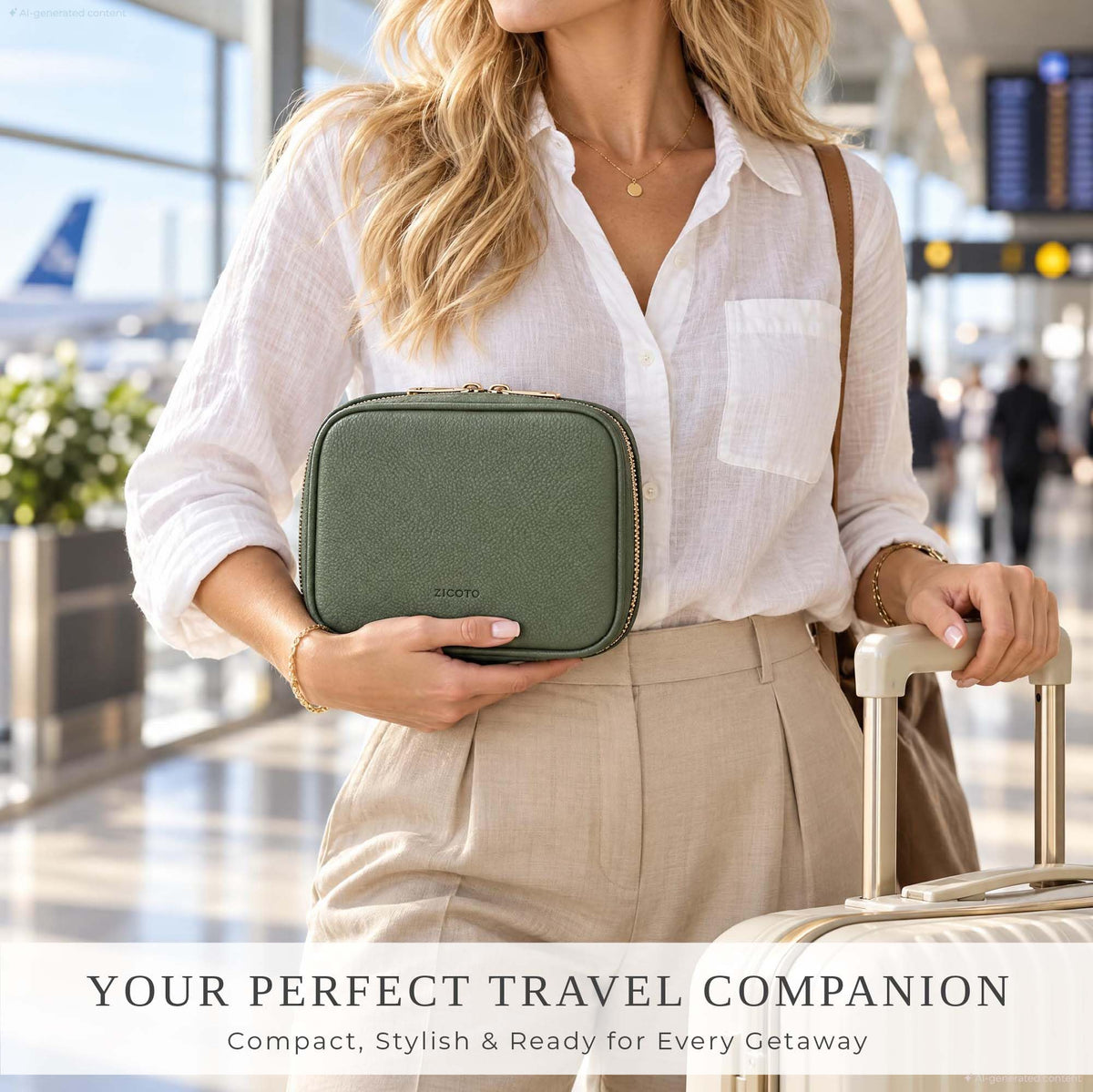 Stylish Tech Organizer Pouch - PU Leather Electronics Travel Bag for Women