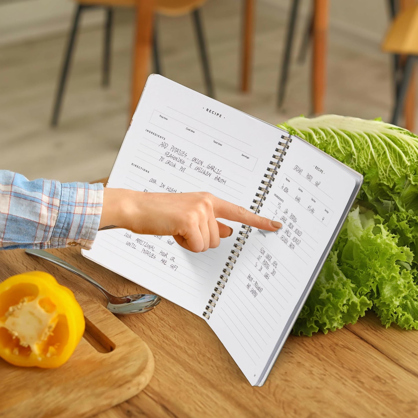 Aesthetic Recipe Book for 100+ Cherished Meals - Spacious 8.25 x 10" Notebook to Write In Your Own Recipes - Beautiful Blank Cookbook for Seamless Homemade Dish Planning