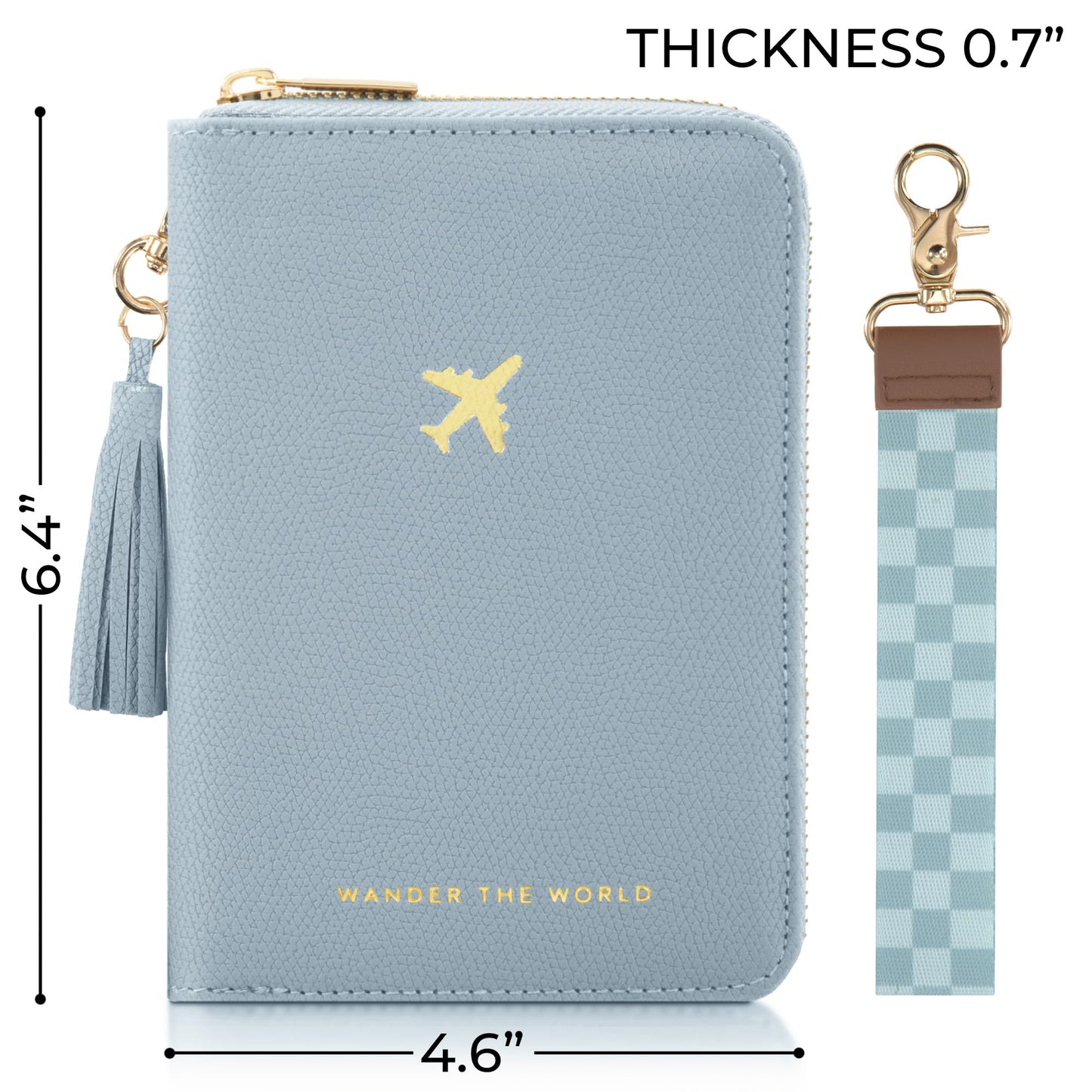 ZICOTO Stylish Passport Holder for Travel with Detachable Wristlet Strap - All-in-One Travel Wallet Organizer for Women, Secure Money Belt Alternative with Card Slots and Tassel Keychain