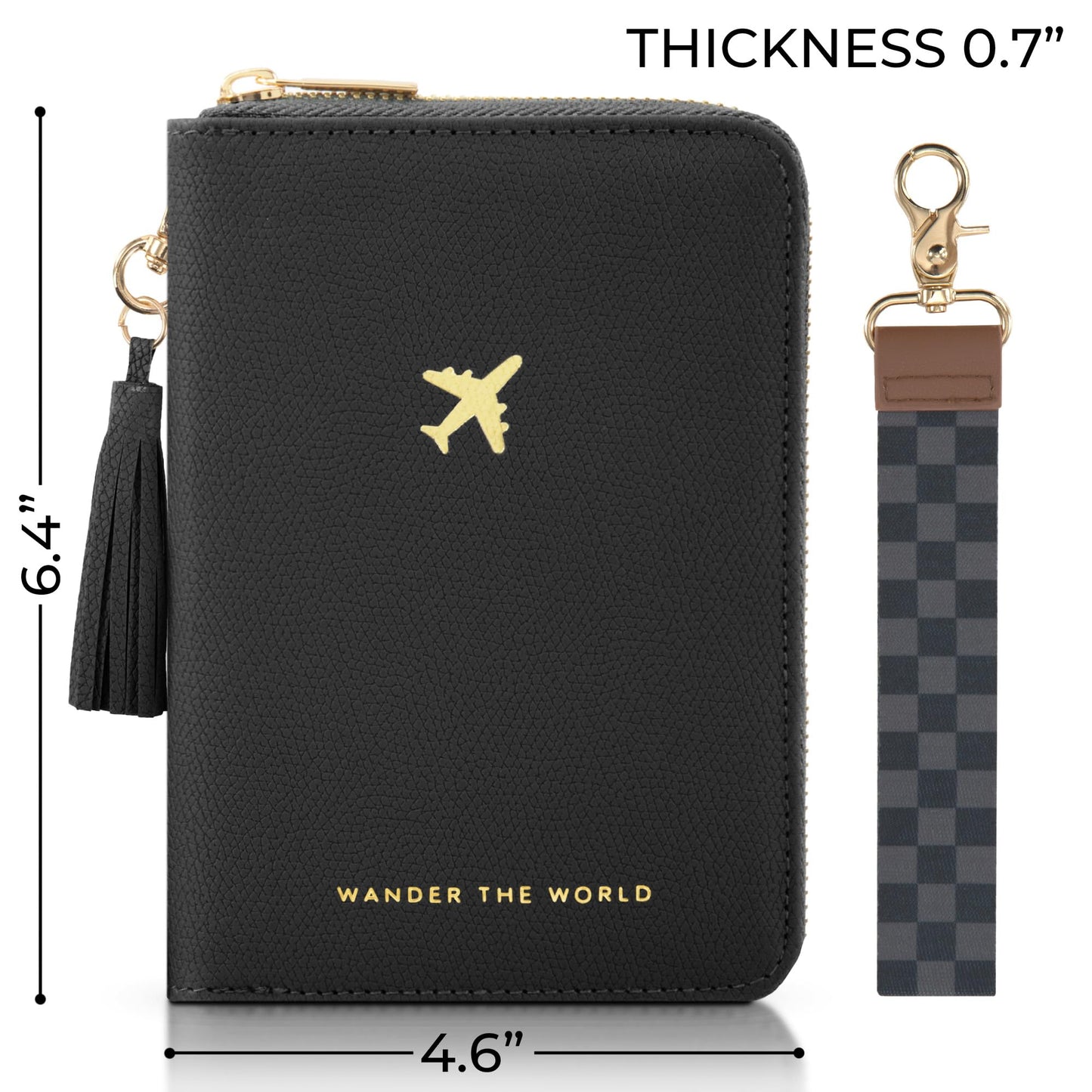 ZICOTO Stylish Passport Holder for Travel with Detachable Wristlet Strap - All-in-One Travel Wallet Organizer for Women, Secure Money Belt Alternative with Card Slots and Tassel Keychain