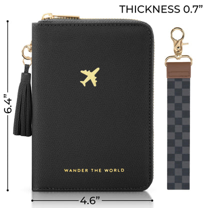 ZICOTO Stylish Passport Holder for Travel with Detachable Wristlet Strap - All-in-One Travel Wallet Organizer for Women, Secure Money Belt Alternative with Card Slots and Tassel Keychain