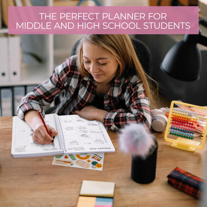 Aesthetic 2026-2027 Student Planner To Stay Organized - A Beautiful 8.5" x 5.8" Checkered Planner for Middle and High School Students with Weekly & Monthly Spreads For The 26-27 Academic Year