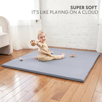 Stylish Vegan Leather Baby Play Mat - Soft, Easy to Clean Floor Mat Creates A Safe Play Area for Your Baby - The Perfect Modern Foam Playmat Fits Nicely with Your Kids Playroom Or Home Decor
