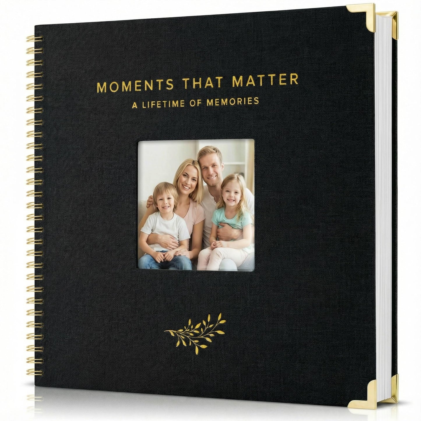 Elegant Scrap Book with Linen Cover and Gold Accents - Beautiful Photo Book & Memory Album for Preserving Cherished Photos - Lovely Gift