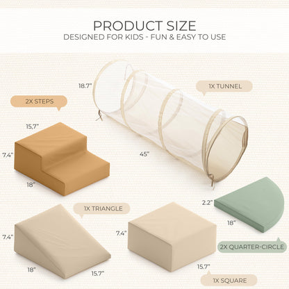 ZICOTO Fun Climbing Toy Set for Toddlers Aged 1-3 - Incl. Crawl Through Tunnel & PU-Leather Climbing Blocks for Unlimited Indoor Fun - Perfect Foam Play Gym for Baby/Kids to Safely Learn New Skills