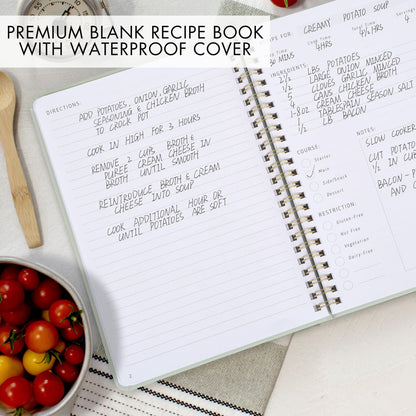 ZICOTO Aesthetic Blank Recipe Book - The Perfect Recipe Notebook to Write in Your Own Recipes - Beautiful Blank Cookbook to Organize Your Recipes