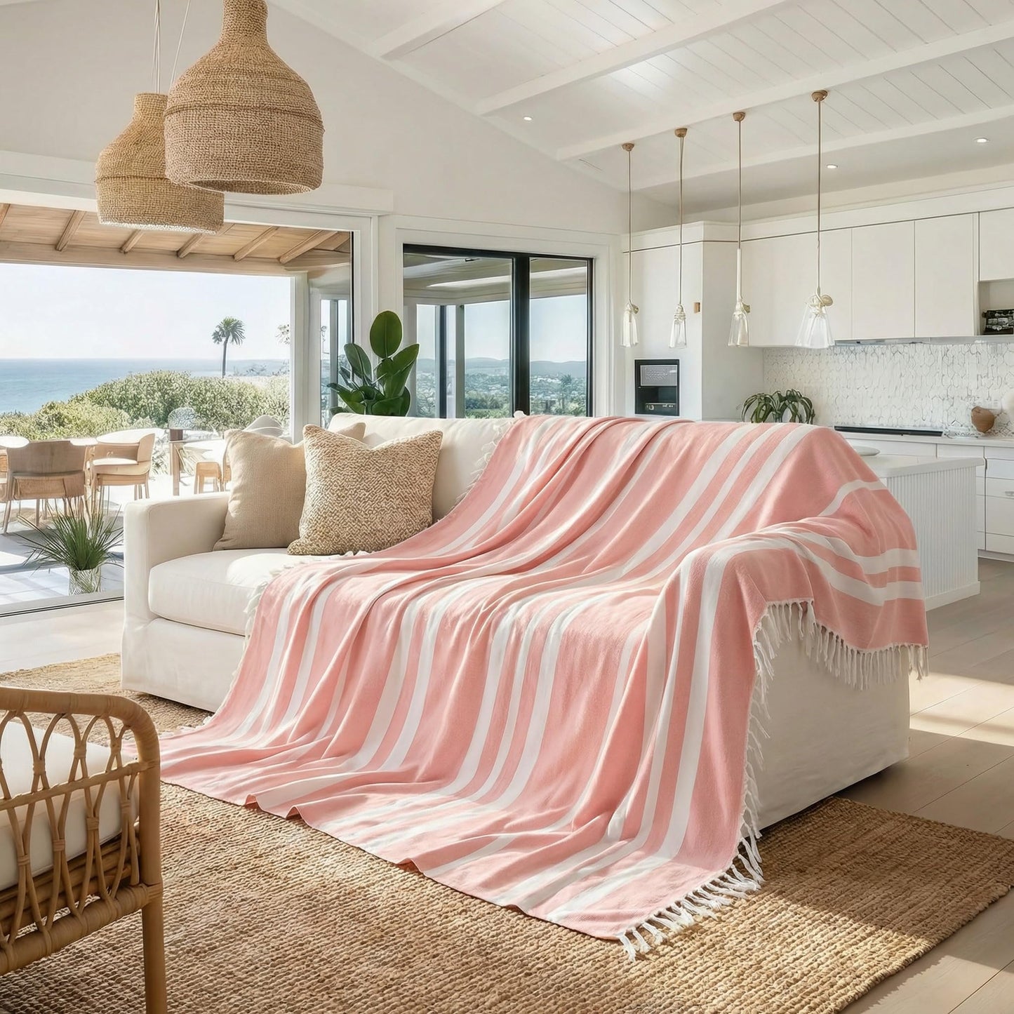 ZICOTO Beach Blanket Oversized for Family Beach Days & Picnics – Large Turkish Beach Towel, Quick-Drying and Sand-Resistant – Soft 80x80 Inch Outdoor Blanket, Lightweight Cotton Blend