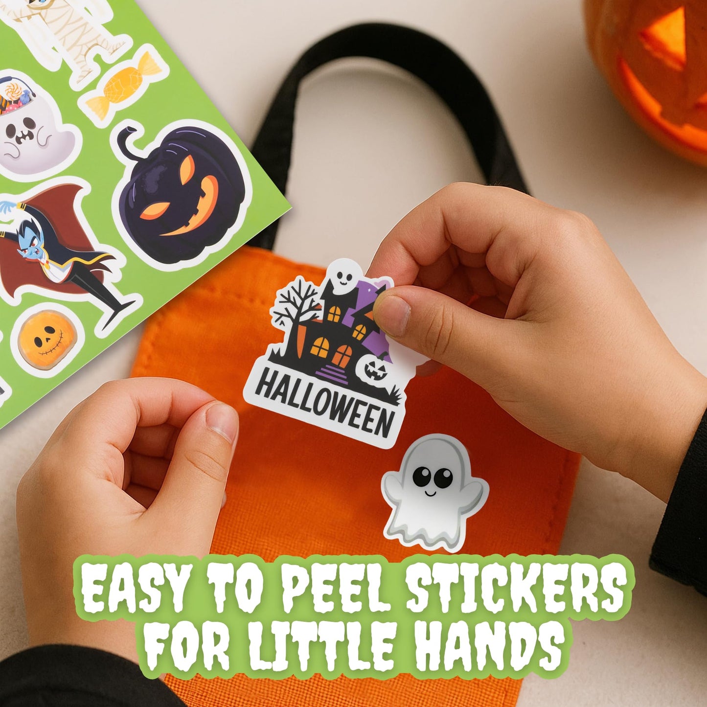 Fun Halloween Stickers for Kids - Large Set of 200 Spooky Stickers for Halloween Party Favors, Classroom Decor, Gifts, Treats, Crafts and Toys - Fun Bulk Stickers for Trick-or-Treat Bags and Baskets