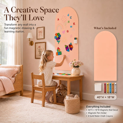 Magnetic Wall Decal Board for Kids - Great Writing Chalk Board Set