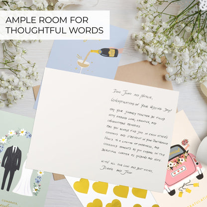 ZICOTO Beautiful Wedding Cards Set of 10 with Envelopes and Stickers - Elegant Blank Engagement Cards for Personalized Congratulations Wishes - Perfect for Wedding Shower Gifts for the Bride & Groom