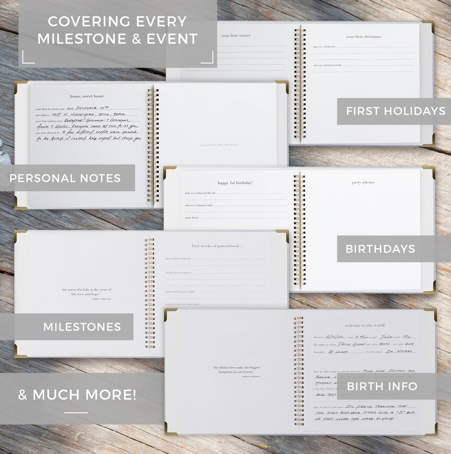 Keepsake Baby Memory Book for Boys and Girls - Timeless First 5 Year Baby Book - Neutral Journal Scrapbook or Photo Album - Record a Milestone for Every Event from Birth to Age 5