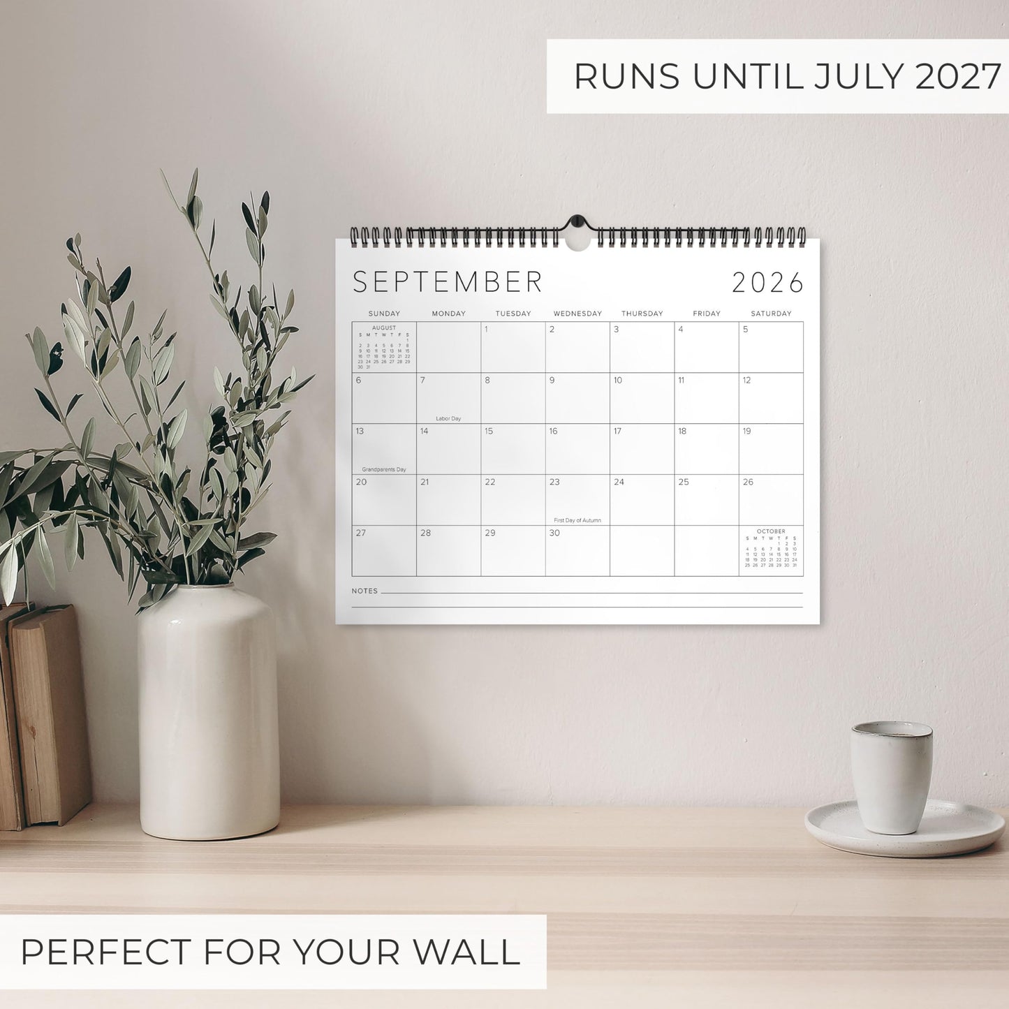 Beautiful 2026 Wall Calendar - Runs from January 2026 until July 2027 - Large 14.5" x 11.5" Office Wall Calendar for Easy Organizing