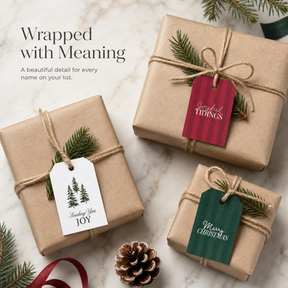 Beautiful Christmas Gift Tags - 48 Festive Quality Labels with Rope