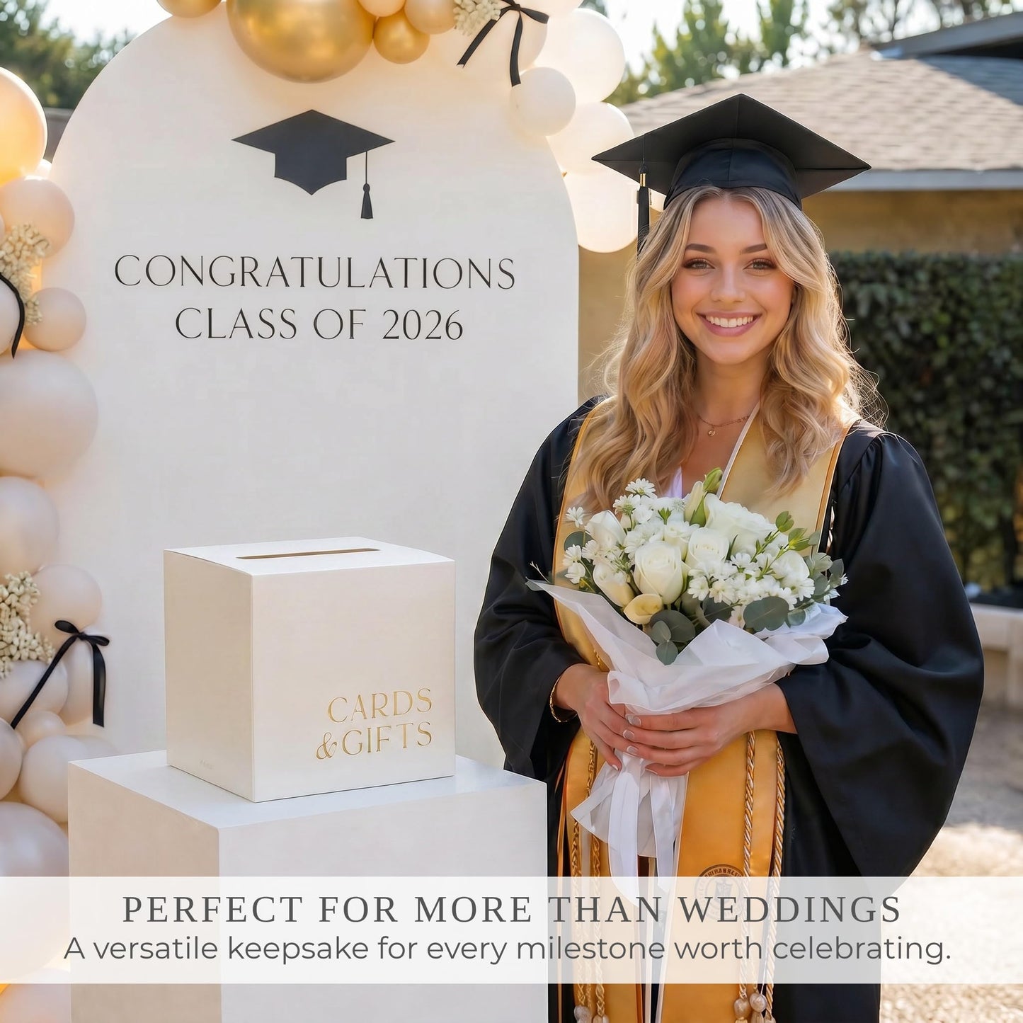 ZICOTO Elegant Wedding Card Box for a Beautiful Reception Gift Table – Lovely Card Box for Wedding, Graduation and Celebration Decor – Charming Envelope Gift Box