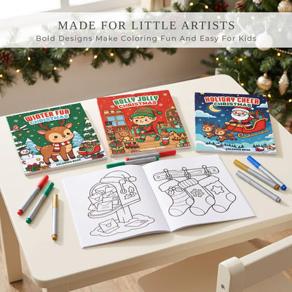 Fun Christmas Coloring Books for Kids Set of 3 - Beautiful Holiday Themes