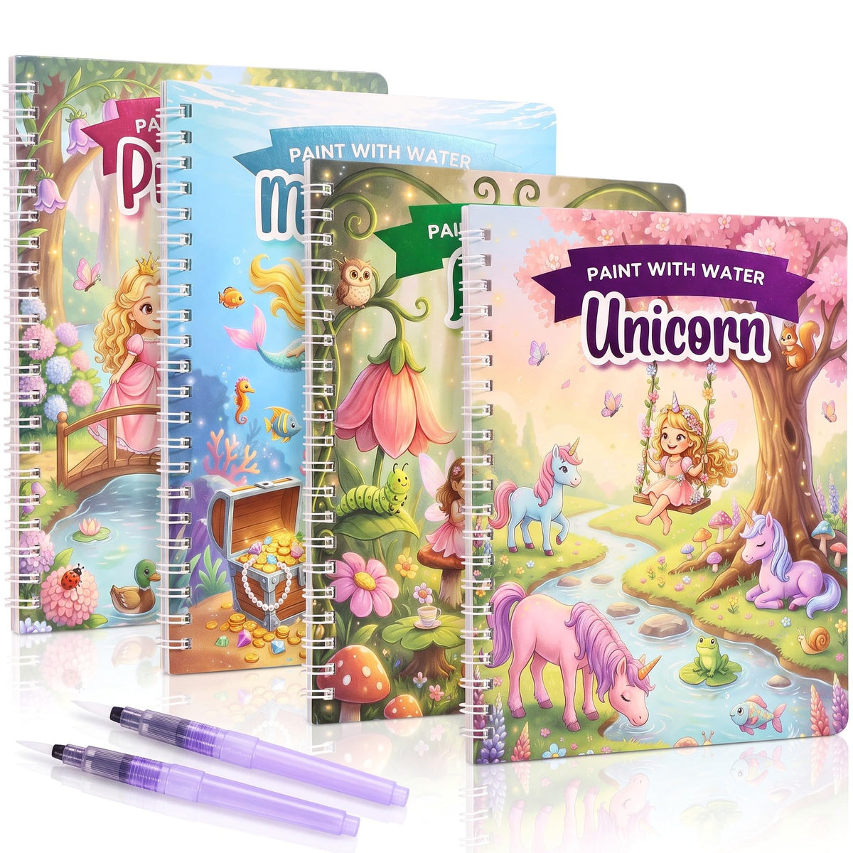 Fun Watercolor Books for Kids and Toddlers - Set of 4 Coloring Books