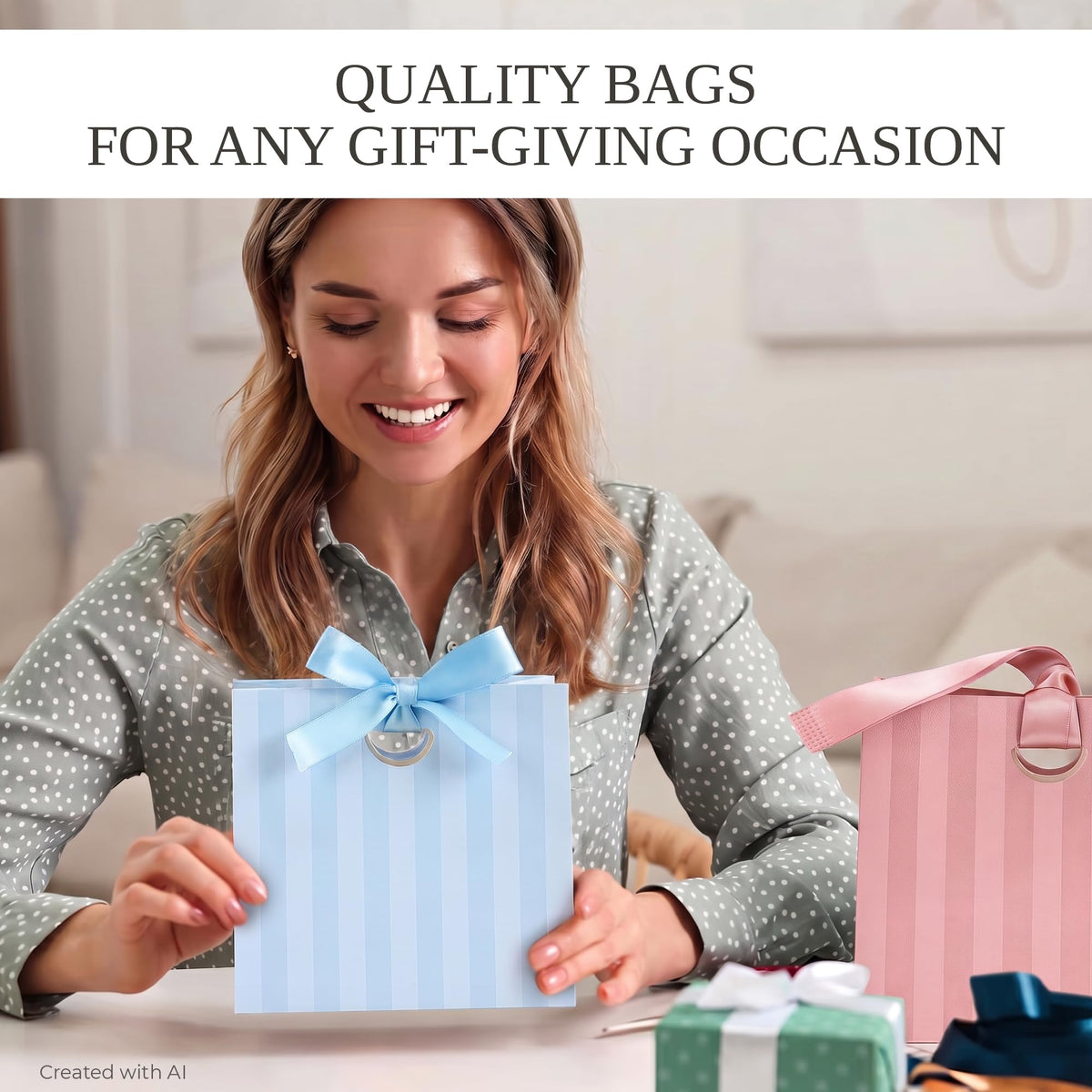 ZICOTO Beautiful Gift Bags Set of 8 with Macthing Ribbons for Women & Kids