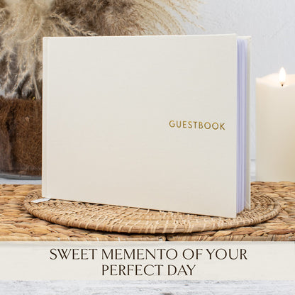 ZICOTO Beautiful Linen Wedding Guest Book for Your Wedding Reception - Simply Elegant Guestbook to Sign in and Add Polaroid Photos - The Perfect Baby Shower Guest Book and Addition to Your Big Day